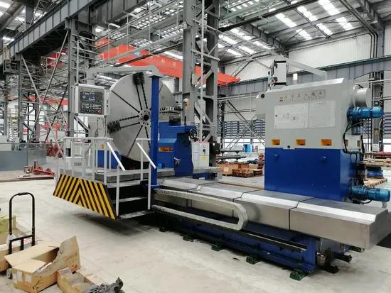 Large CNC lathe on the shop floor.